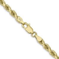 10K Yellow Gold 24" 4mm Diamond-Cut Rope Chain Necklace - Solid & Handmade
