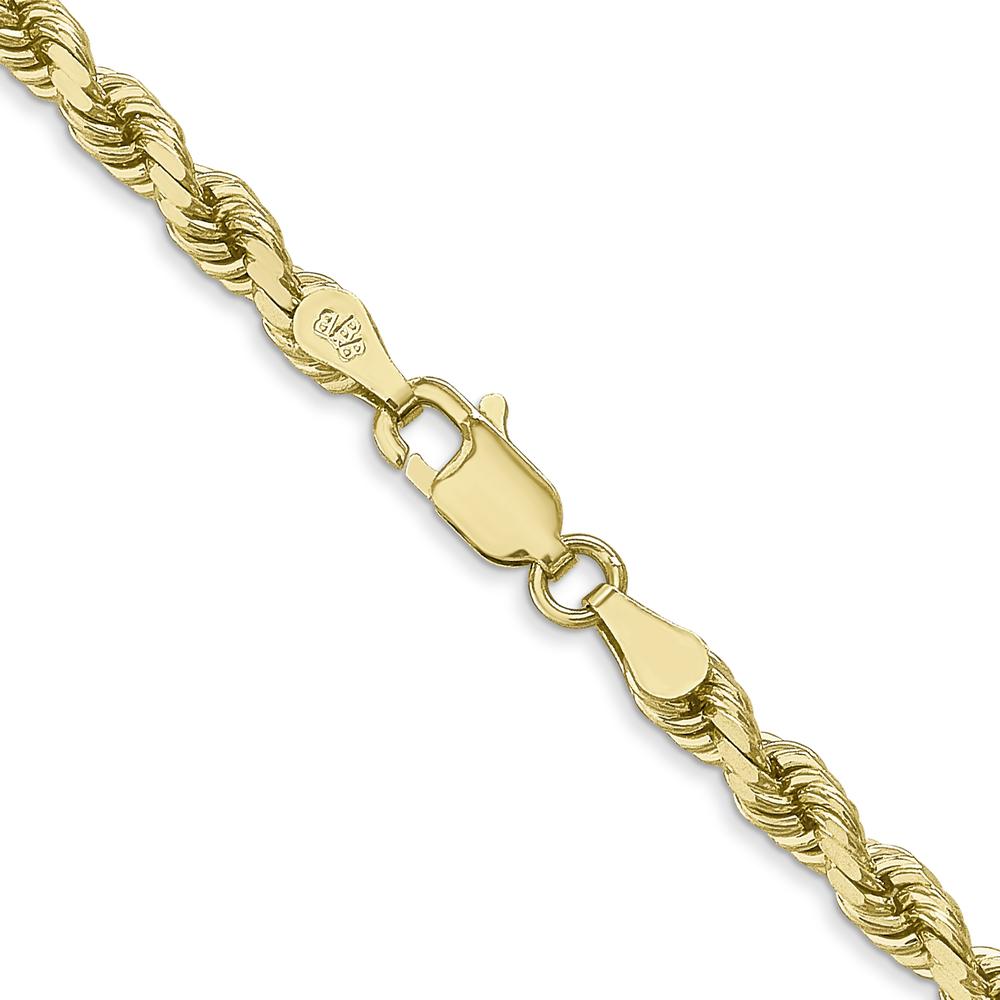 10K Yellow Gold 24" 4mm Diamond-Cut Rope Chain Necklace - Solid & Handmade
