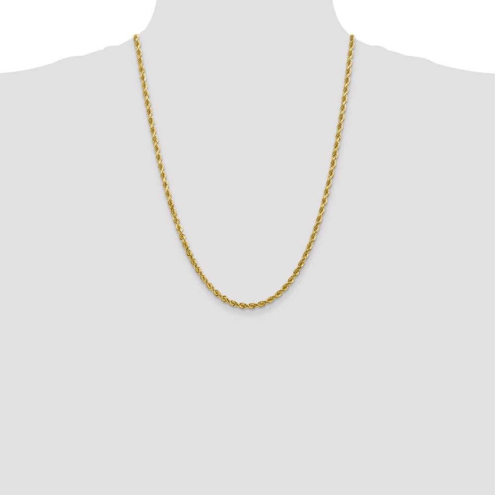 10K Yellow Gold 24" 4mm Diamond-Cut Rope Chain Necklace - Solid & Handmade