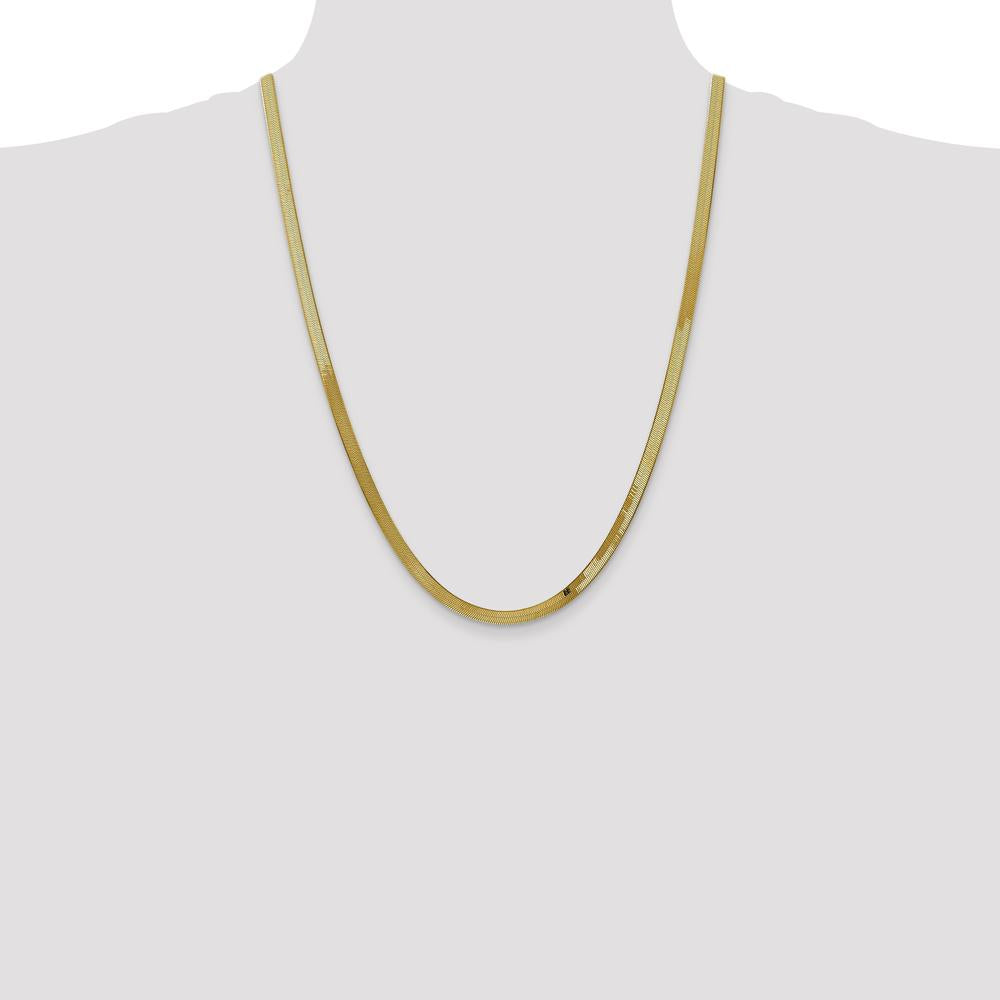 10K Yellow Gold 24" 4mm Polished Herringbone Chain Necklace