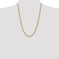 10K Yellow Gold 24" 5.5mm Semi-Solid Diamond-Cut Rope Chain Necklace