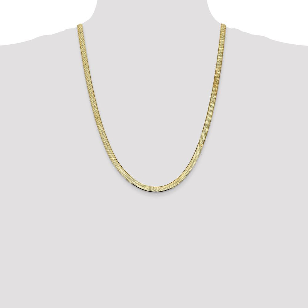 10K Yellow Gold 24" 5.5mm Silky Herringbone Chain with Lobster Clasp