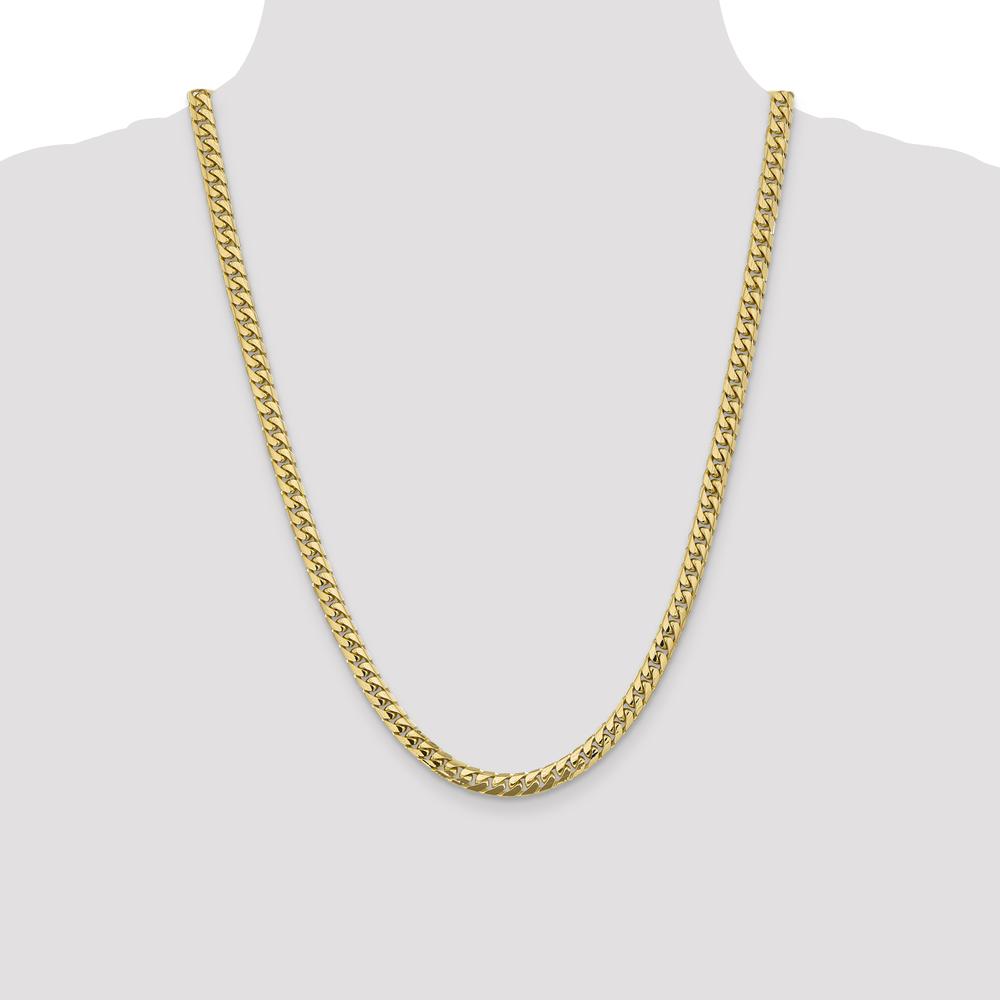 10K Yellow Gold 24" 5.5mm Solid Miami Cuban Chain Necklace with Polished Finish
