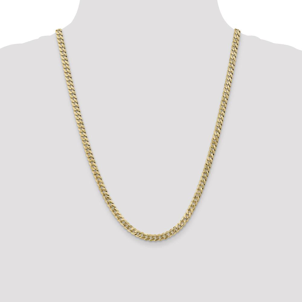 10K Yellow Gold 24" 5.75mm Flat Beveled Curb Chain Necklace