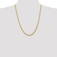 10K Yellow Gold 24" 5mm Diamond-Cut Rope Chain Necklace - Solid Polished Finish
