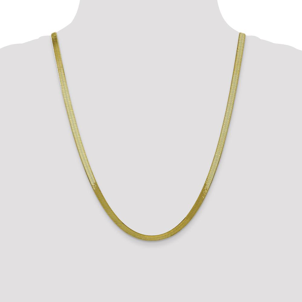 10K Yellow Gold 24" 5mm Polished Herringbone Chain Necklace with Lobster Clasp