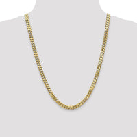 10K Yellow Gold 24" 6.25mm Flat Beveled Curb Chain Necklace