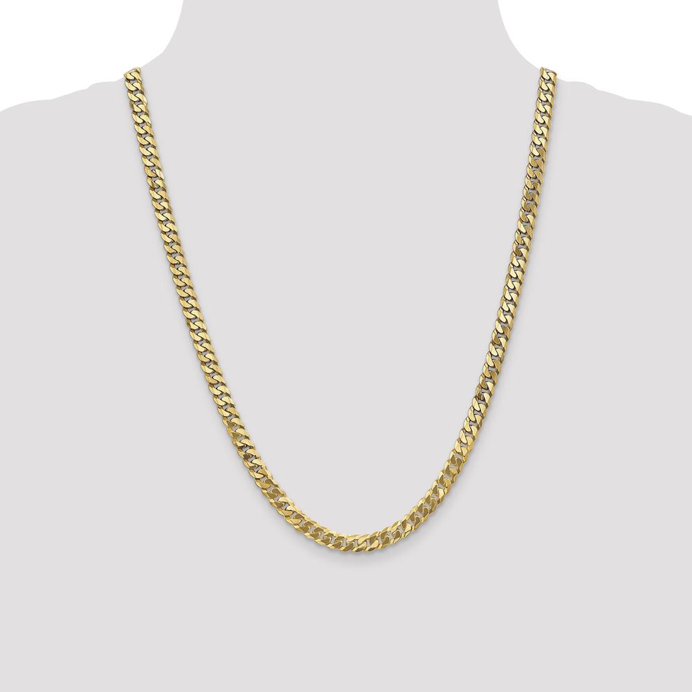 10K Yellow Gold 24" 6.25mm Flat Beveled Curb Chain Necklace