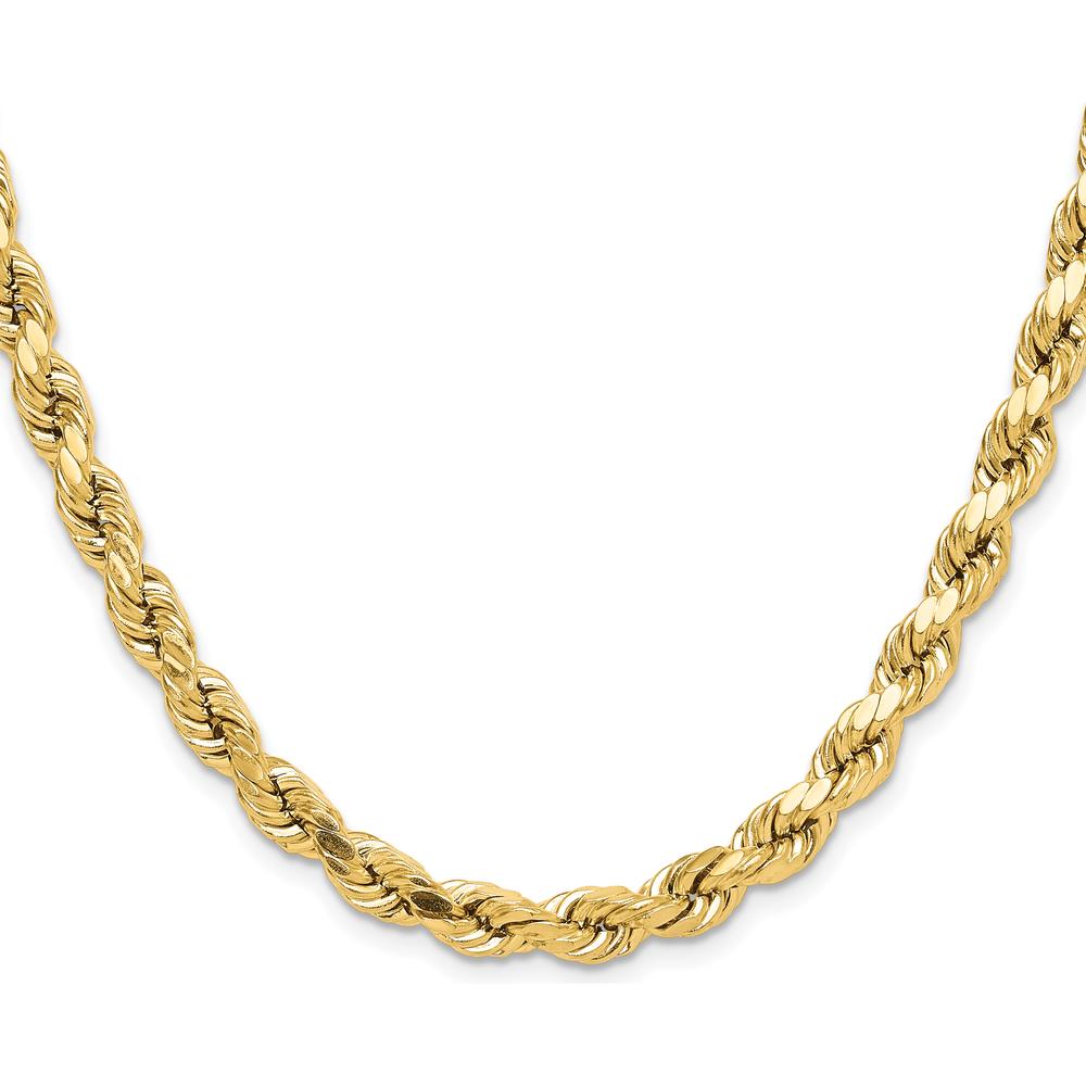 10K Yellow Gold 24" 6.5mm Diamond-Cut Rope Chain Necklace