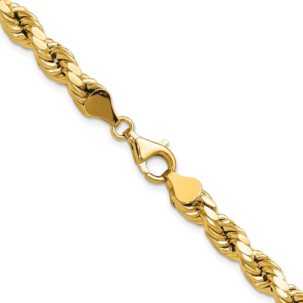 10K Yellow Gold 24" 6.5mm Diamond-Cut Rope Chain Necklace