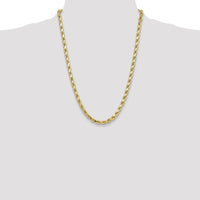 10K Yellow Gold 24" 6.5mm Diamond-Cut Rope Chain Necklace