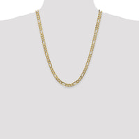 10K Yellow Gold 24" 6mm Concave Open Figaro Chain Necklace