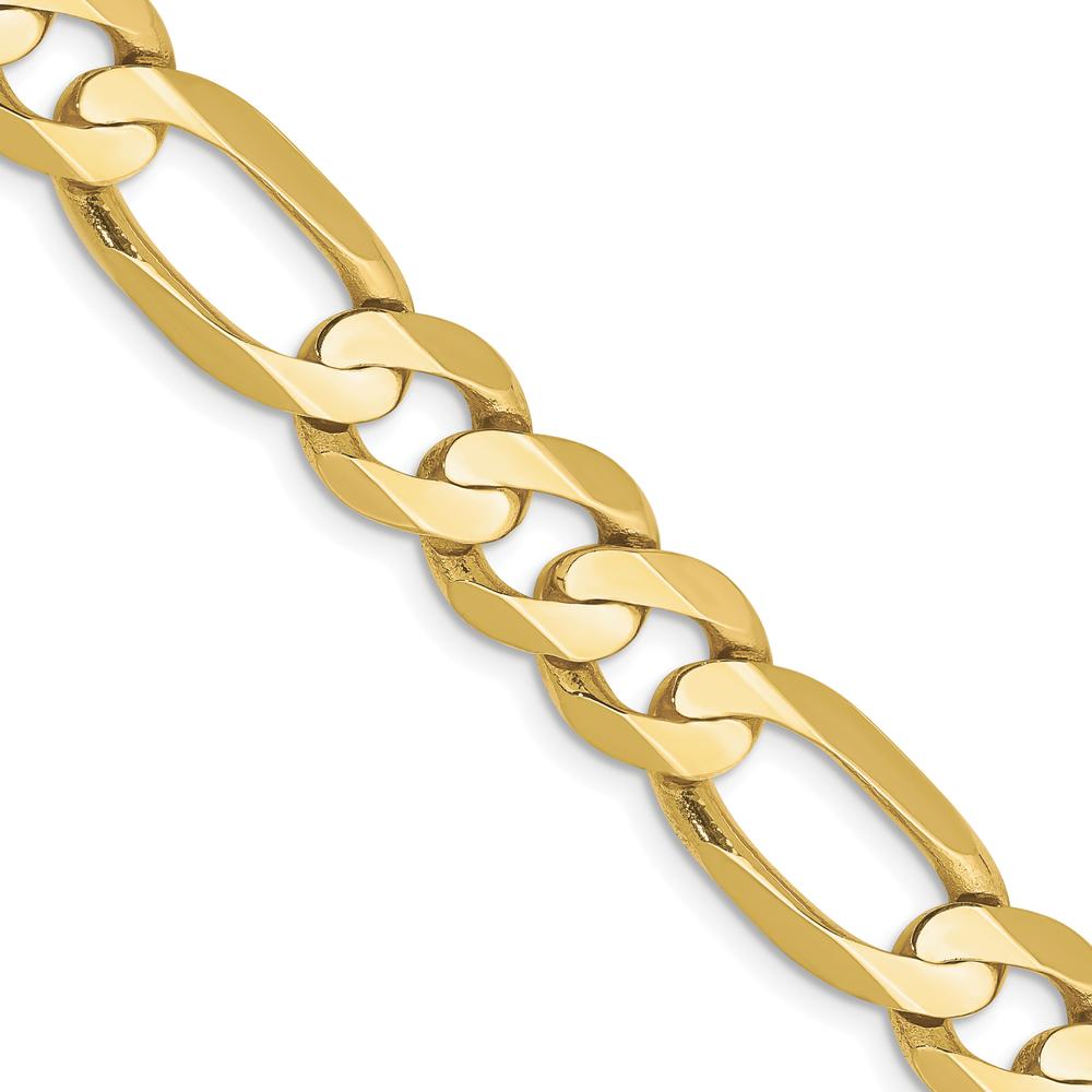 10K Yellow Gold 24" 8.75mm Concave Open Figaro Chain Necklace
