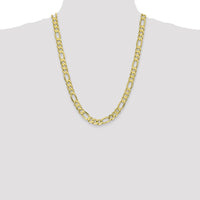 10K Yellow Gold 24" 8.75mm Concave Open Figaro Chain Necklace