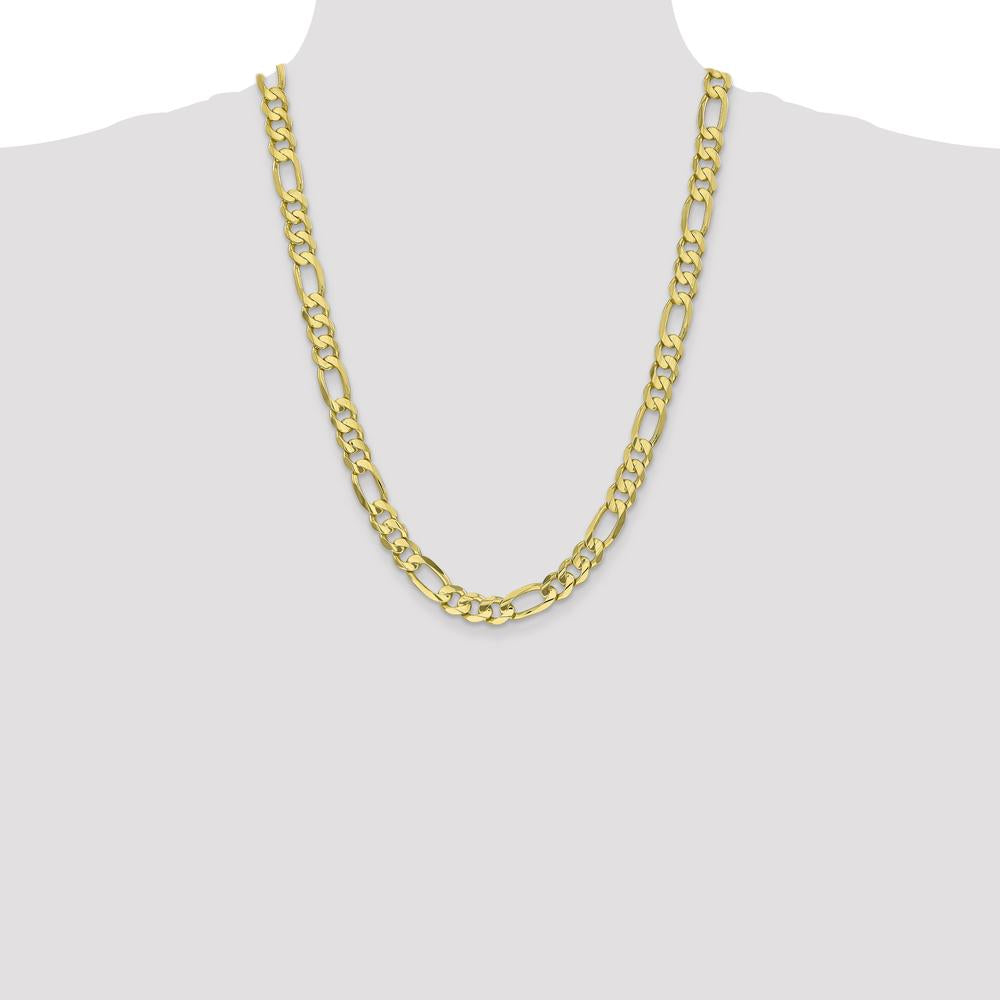 10K Yellow Gold 24" 8.75mm Concave Open Figaro Chain Necklace