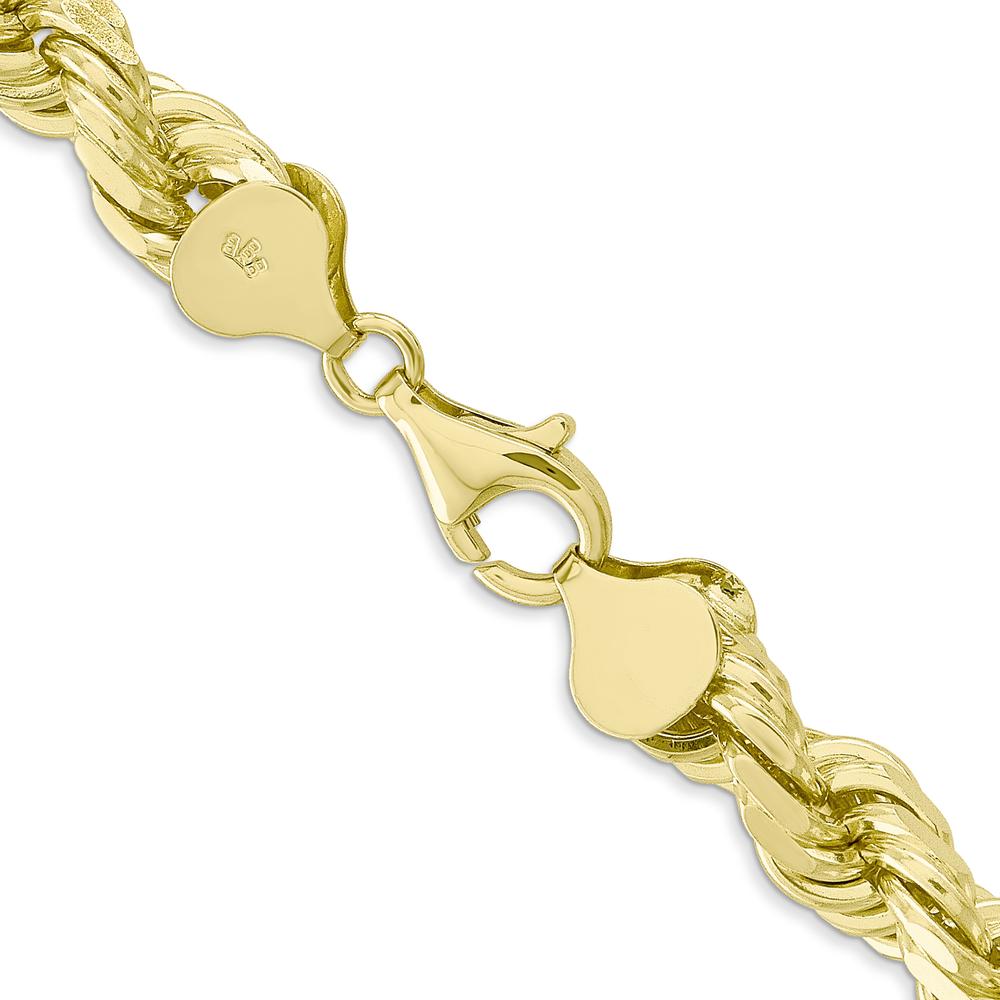 10K Yellow Gold 24" 8mm Diamond-Cut Rope Chain Necklace