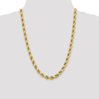 10K Yellow Gold 24" 8mm Diamond-Cut Rope Chain Necklace