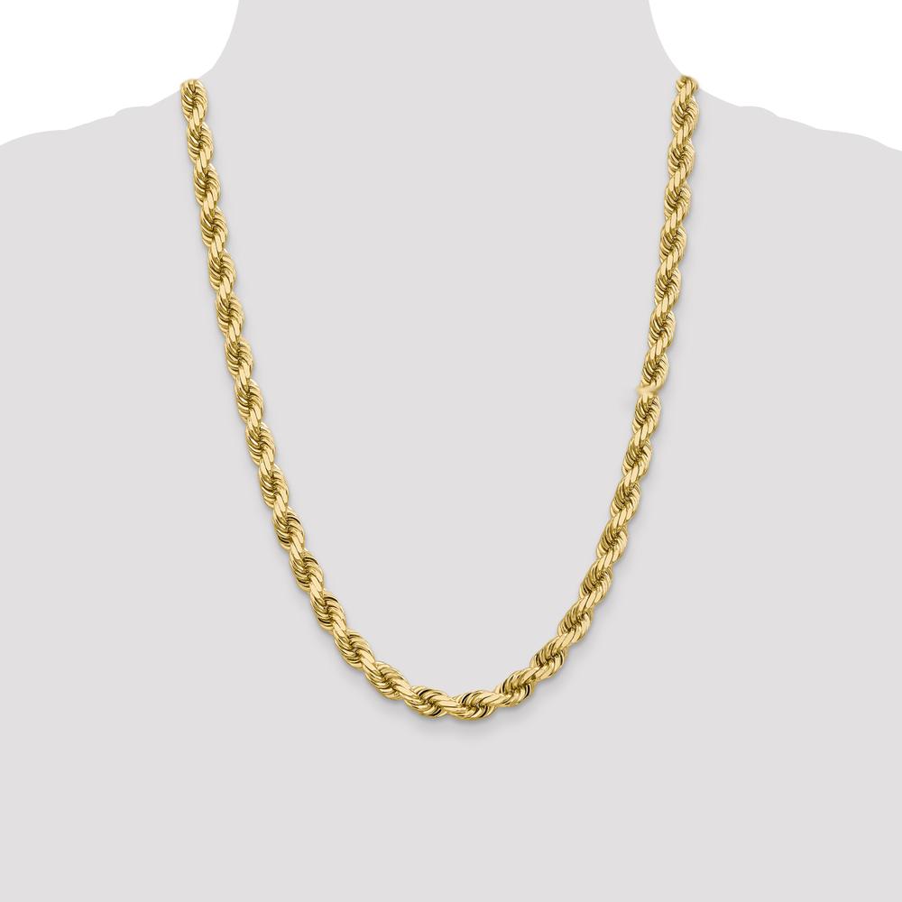 10K Yellow Gold 24" 8mm Diamond-Cut Rope Chain Necklace