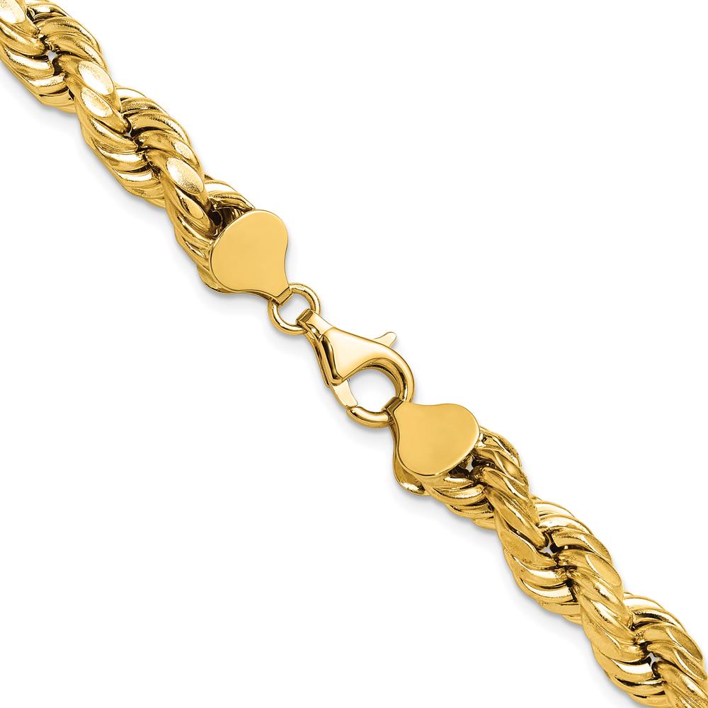 10K Yellow Gold 24" 8mm Semi-Solid Diamond-Cut Rope Chain
