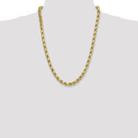10K Yellow Gold 24" 8mm Semi-Solid Diamond-Cut Rope Chain