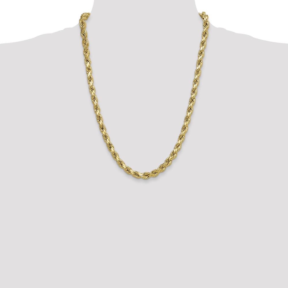 10K Yellow Gold 24" 8mm Semi-Solid Diamond-Cut Rope Chain