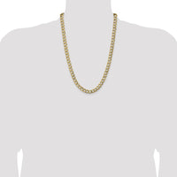 10K Yellow Gold 24" 9mm Semi-Solid Curb Chain Necklace - Polished Finish