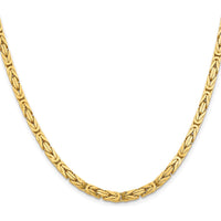 10K Yellow Gold 24" Byzantine Chain - 4mm Wide, Handmade, Polished Finish