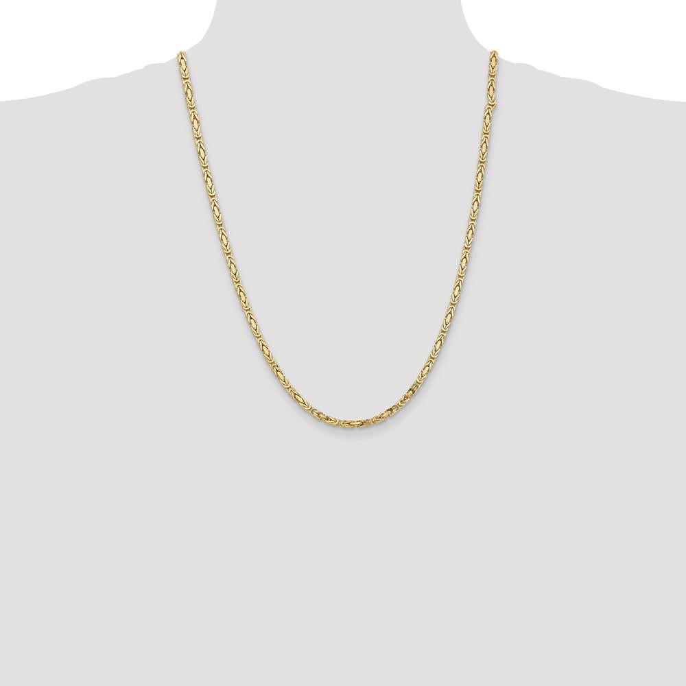 10K Yellow Gold 24" Byzantine Chain Necklace - 3.25mm Width