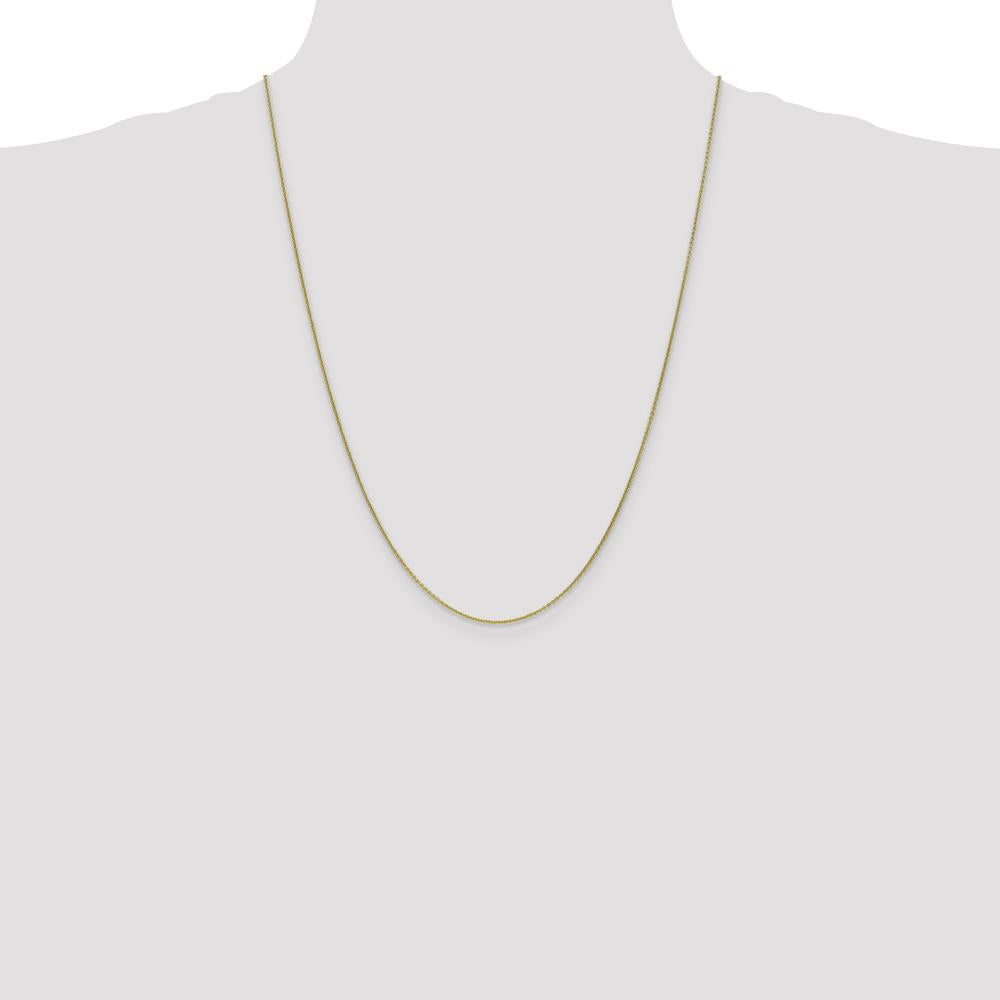 10K Yellow Gold 24" Cable Link Chain Necklace - 1mm Width, Lobster Clasp