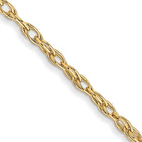 10K Yellow Gold 24" Cable Rope Chain Necklace - 1.15mm Width