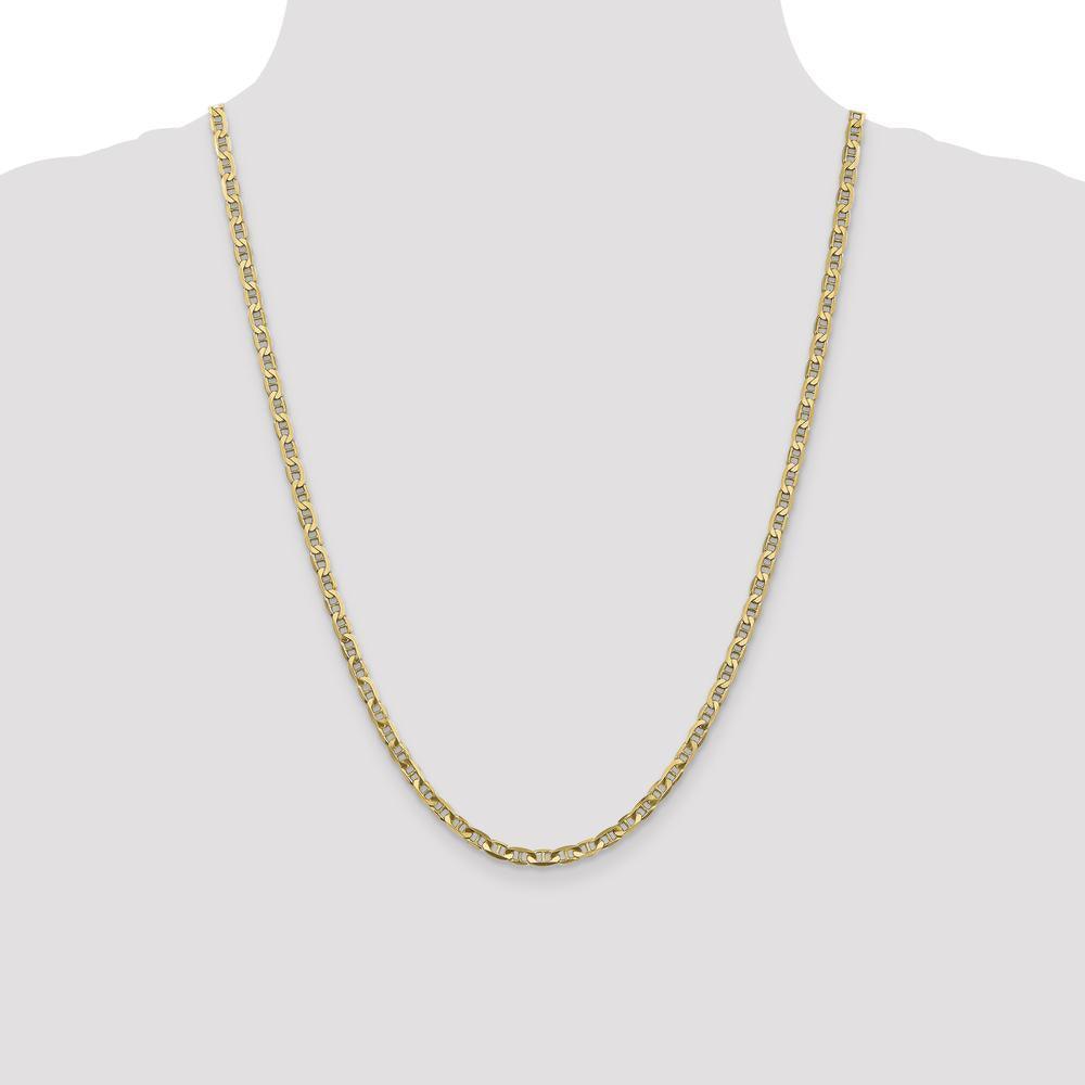10K Yellow Gold 24" Concave Anchor Chain Necklace - 3.75mm Width