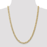 10K Yellow Gold 24" Concave Anchor Chain Necklace - 6.25mm Width