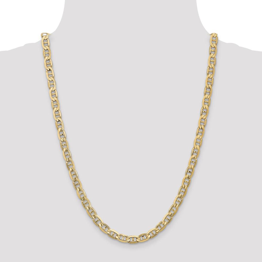 10K Yellow Gold 24" Concave Anchor Chain Necklace - 6.25mm Width
