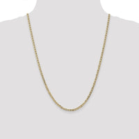 10K Yellow Gold 24" Concave Anchor Chain Necklace - Polished 3mm Width