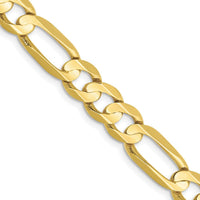 10K Yellow Gold 24" Concave Open Figaro Chain - 6.75mm Width