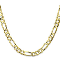 10K Yellow Gold 24" Concave Open Figaro Chain - 6.75mm Width