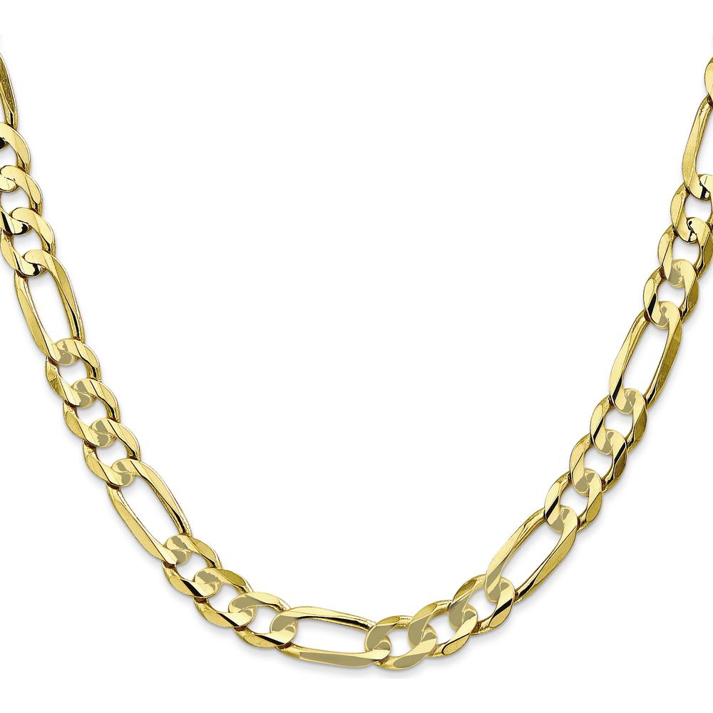 10K Yellow Gold 24" Concave Open Figaro Chain - 6.75mm Width