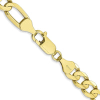 10K Yellow Gold 24" Concave Open Figaro Chain - 6.75mm Width