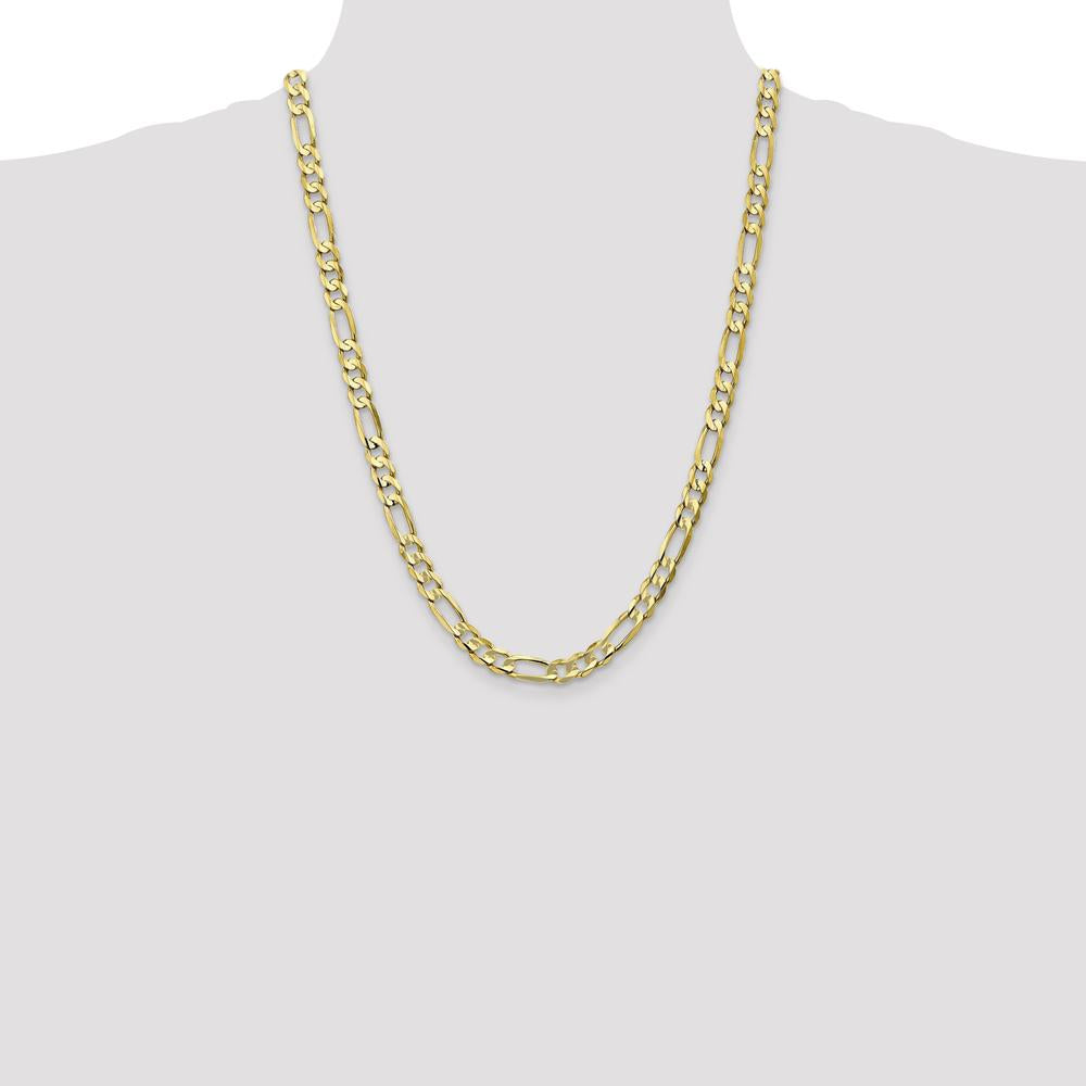 10K Yellow Gold 24" Concave Open Figaro Chain - 6.75mm Width