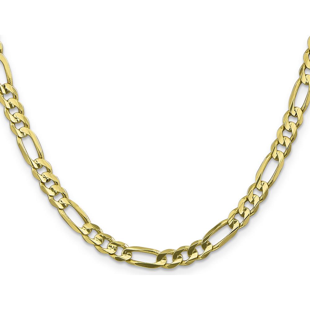 10K Yellow Gold 24" Concave Open Figaro Chain Necklace - 5.5mm Width