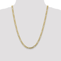10K Yellow Gold 24" Concave Open Figaro Chain Necklace - 5.5mm Width