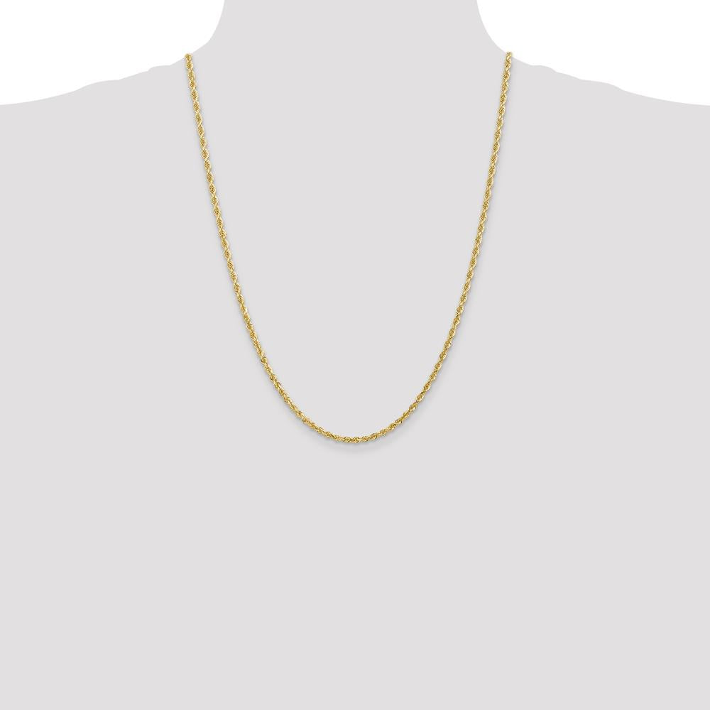 10K Yellow Gold 24" Diamond-Cut 3mm Rope Chain with Lobster Clasp