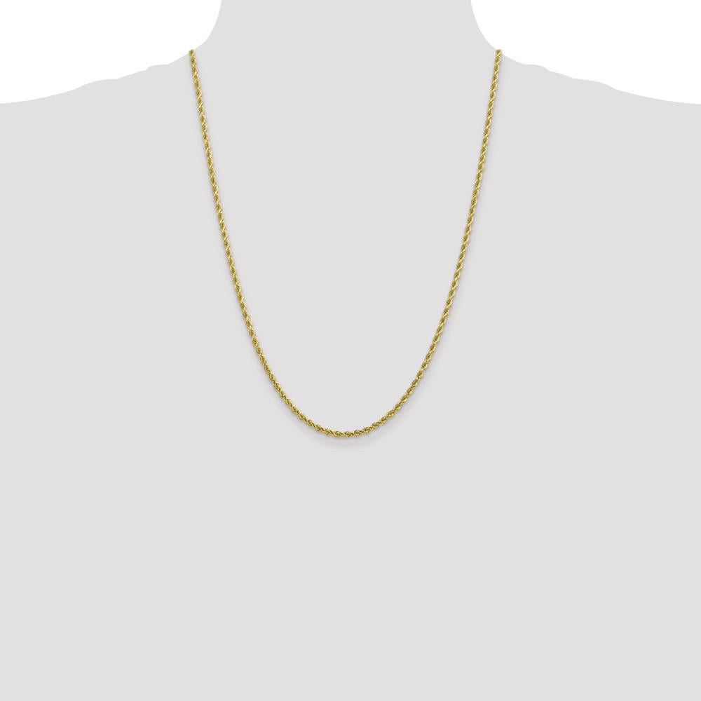 10K Yellow Gold 24" Diamond-Cut Rope Chain - 2.75mm Width