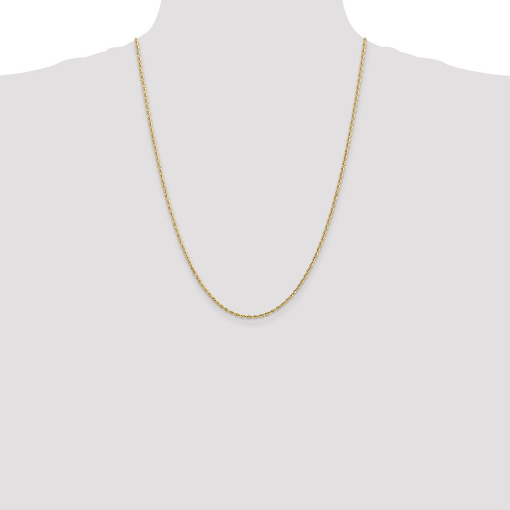 10K Yellow Gold 24" Diamond-Cut Rope Chain - 2mm Width
