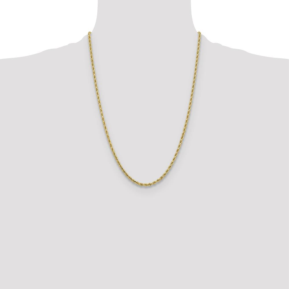 10K Yellow Gold 24" Diamond-Cut Rope Chain - 3.25mm Width