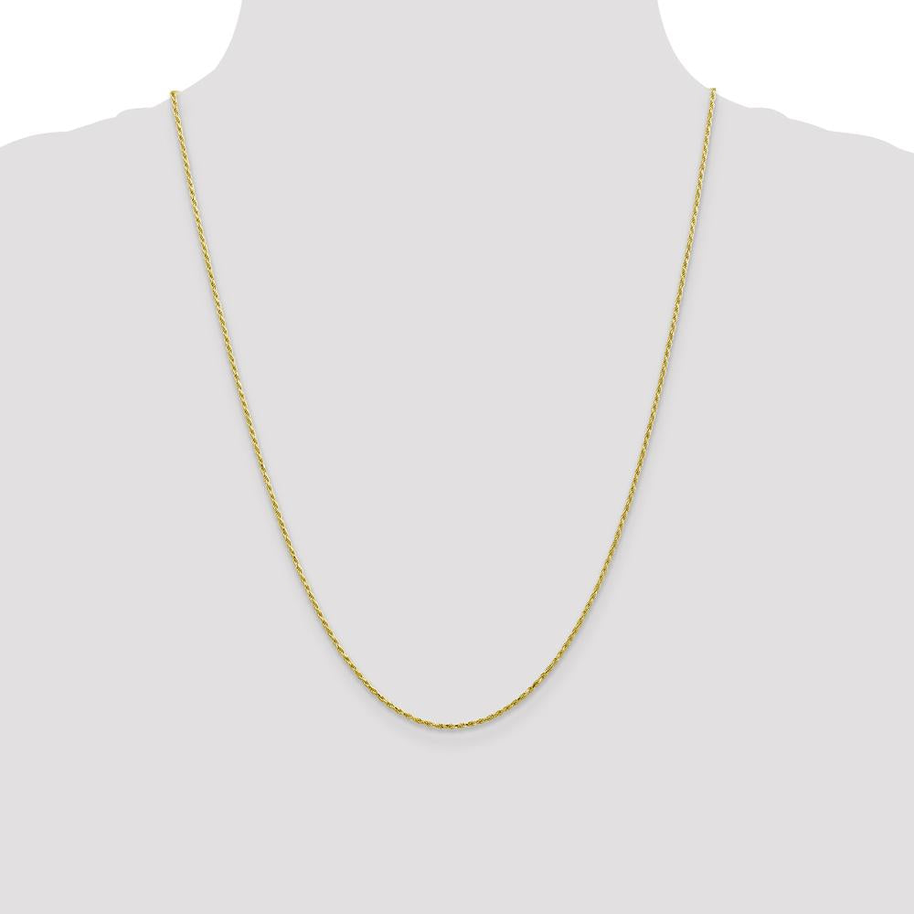 10K Yellow Gold 24" Diamond-Cut Rope Chain Necklace - 1.3mm Width