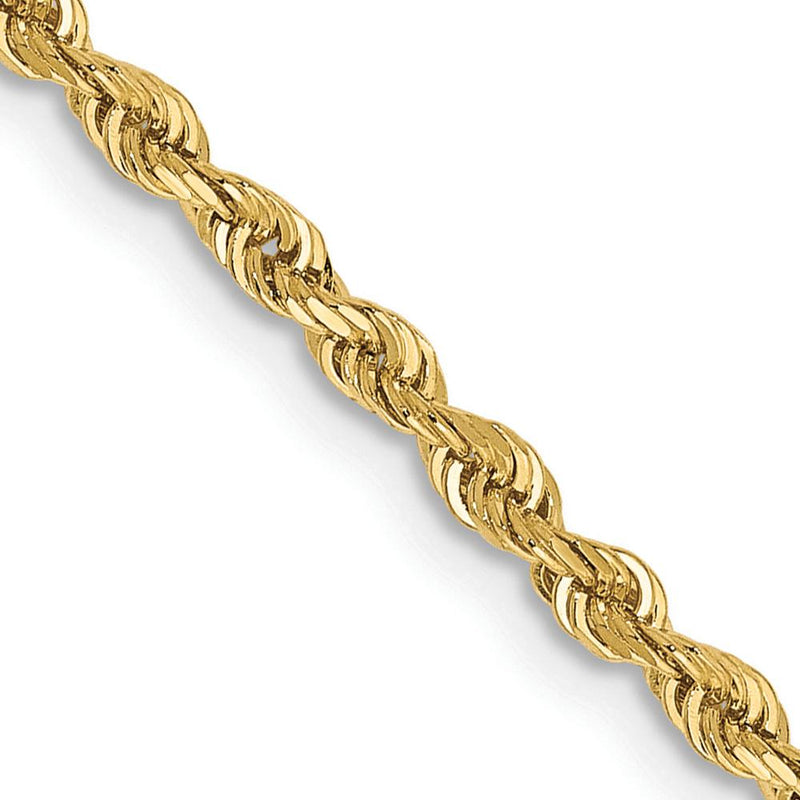 10K Yellow Gold 24" Diamond-Cut Rope Chain Necklace - 2.25mm Width