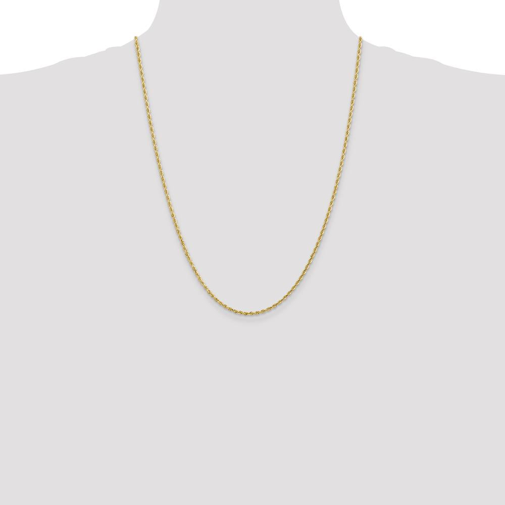 10K Yellow Gold 24" Diamond-Cut Rope Chain Necklace - 2.25mm Width