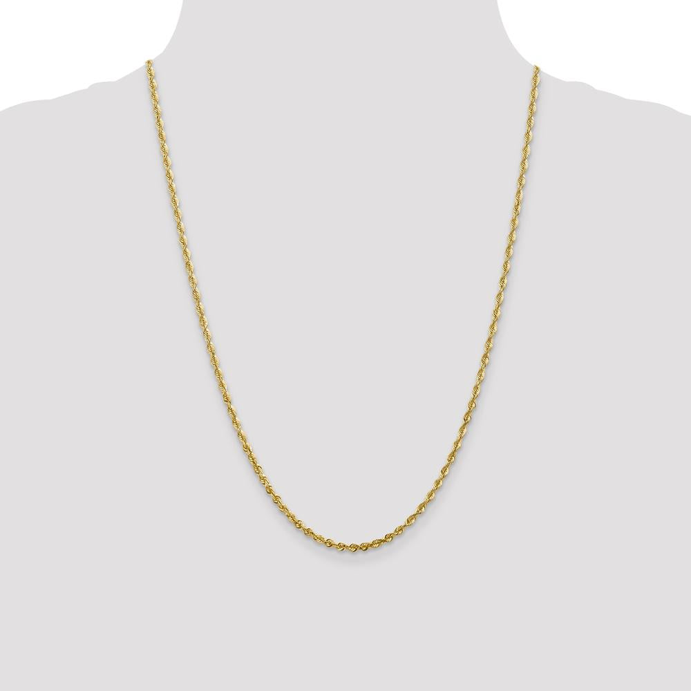 10K Yellow Gold 24" Diamond-Cut Rope Chain Necklace - 2.75mm Width