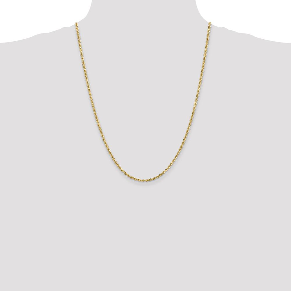 10K Yellow Gold 24" Diamond-Cut Rope Chain Necklace - 2.75mm Width